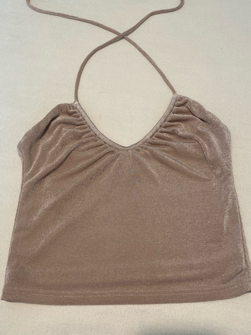 Women's Shimmery Taupe Halter Cami Top